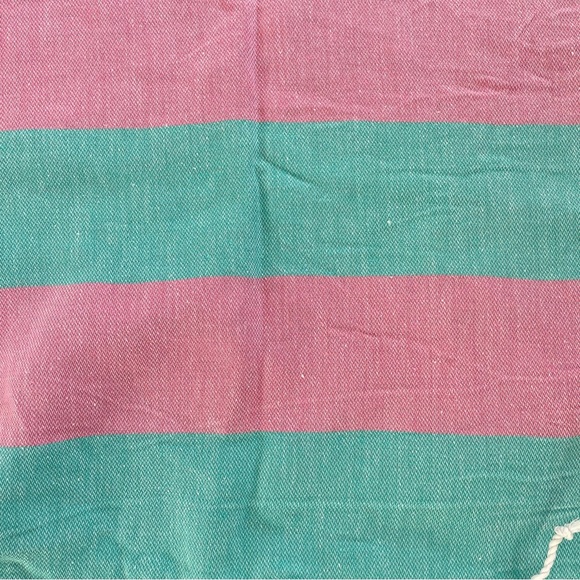 Chaput’s Turkish Cotton Towel - Pink Green Stripe - Wrap Blanket BOHO Vibes Swim - Picture 4 of 9